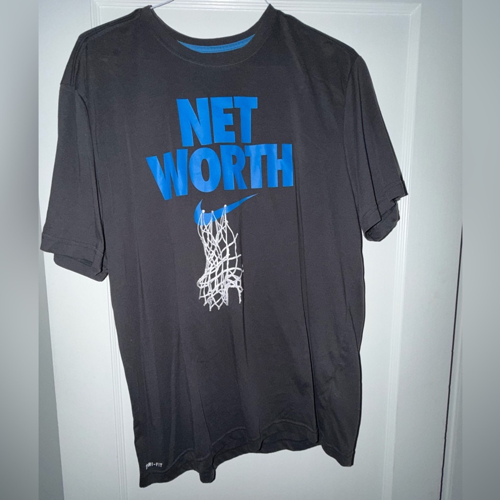 Nike Dri-FIT Basketball Black Tee with Blue Accents Size XL